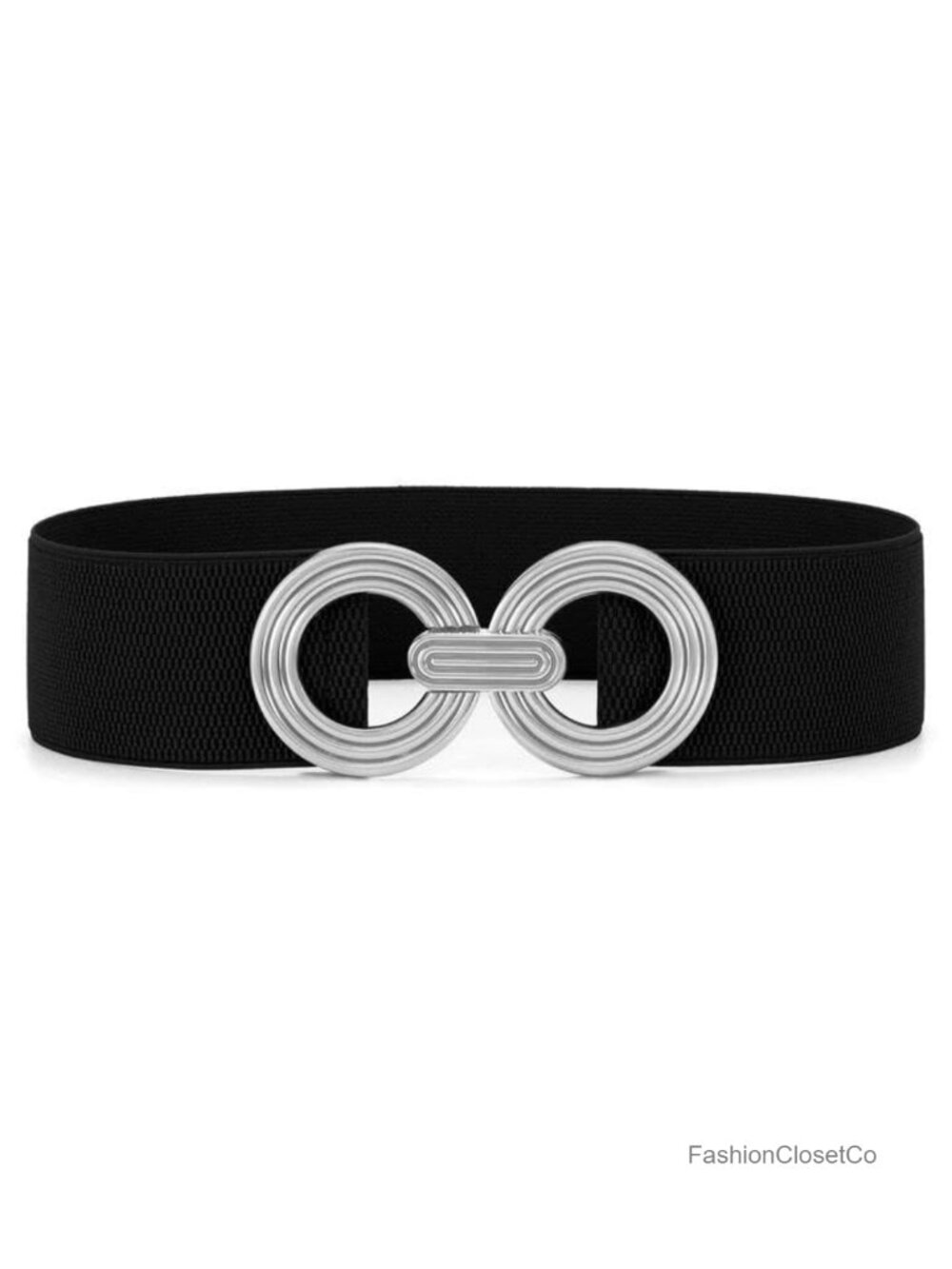 Wide Elastic Belt with Hollow Out Round Buckle for Women